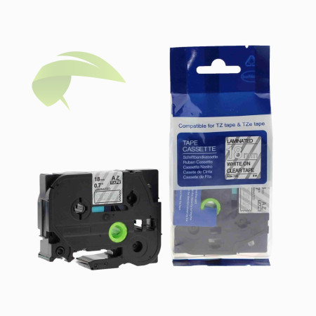 Kompatibilná páska pre Brother TZe-145, 18mm x 8m, biela tlač / priehľadný podklad