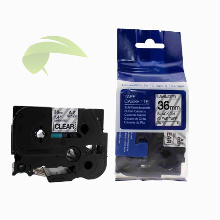 Kompatibilná páska pre Brother TZe-161, 36mm x 8m, čierna tlač / priehľadný podklad