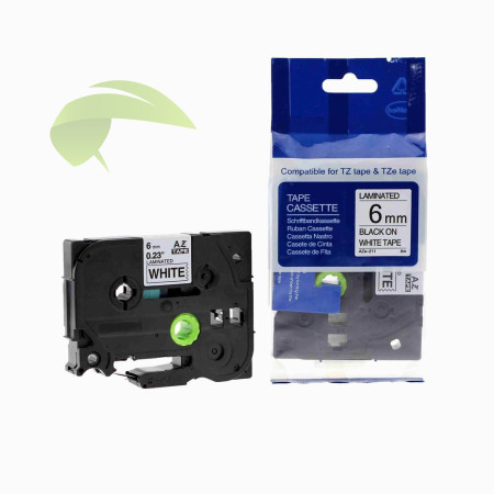 Kompatibilná páska pre Brother TZe-211, 6mm x 8m, čierna tlač / biely podklad