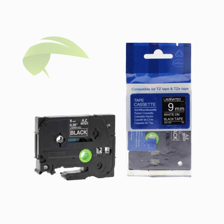 Kompatibilná páska pre Brother TZe-325, 9mm x 8m, biela tlač / čierny podklad