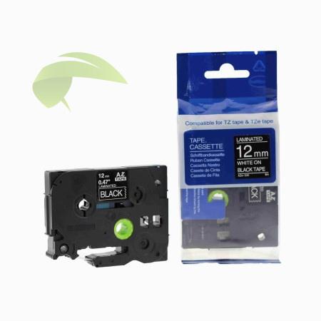 Kompatibilná páska pre Brother TZe-335, 12mm x 8m, biela tlač / čierny podklad