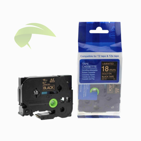Kompatibilná páska pre Brother TZe-344, 18mm x 8m, zlatá tlač / čierny podklad