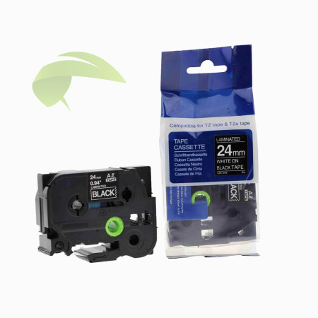 Kompatibilná páska pre Brother TZe-355, 24mm x 8m, biela tlač / čierny podklad