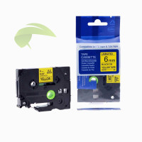 Kompatibilná páska pre Brother TZe-611, 6mm x 8m, čierna tlač / žltý podklad