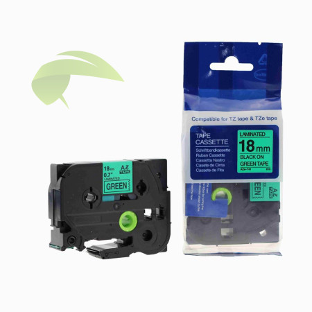 Kompatibilná páska pre Brother TZe-741, 18mm x 8m, čierna tlač / zelený podklad