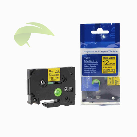 Kompatibilná páska pre Brother TZe-S631 12mm x 8m silno lepiaca, čierna tlač / žltý podklad