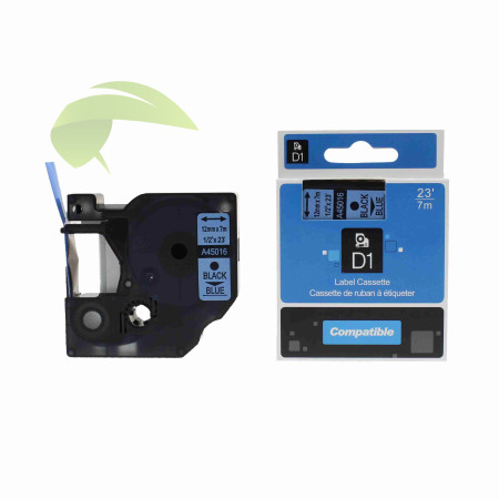 Kompatibilná páska s Dymo 45016 / S0720560, 12mm x 7m, čierna tlač / modrý podklad