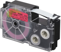 Kompatibilná páska pre Casio XR-12FPK - 12mm × 8m signálna, čierna tlač / ružový podklad