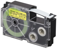 Kompatibilná páska pre Casio XR-12FYW - 12mm × 8m signálna, čierna tlač / svietivo žltý podklad