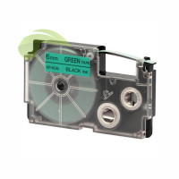 Kompatibilná páska pre Casio XR-6GN, 6mm x 8m čierna tlač / zelený podklad