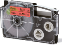 Kompatibilná páska pre Casio XR-6RD, 6mm x 8m čierna tlač / červený podklad