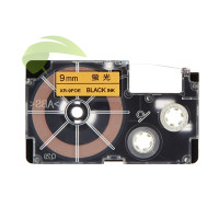 Kompatibilná páska pre Casio XR-9FOE - 9mm × 8m signálna, čierna tlač / oranžový podklad
