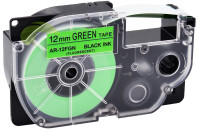 Kompatibilná páska pre Casio XR-12FGN - 12mm × 8m signálna, čierna tlač / svietivo zelený podklad
