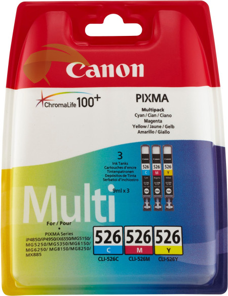 Canon CLI-526 Multi-Pack originálna náplň CMY, Pixma MG5150/MG5250/MG5350/MG6150