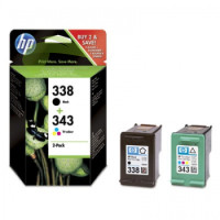 HP SD449EE, HP 338 + 343 dvojbalenie originálnych náplní CMY+K, Deskjet 460/5740/5743/5745