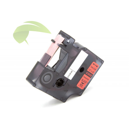 Kompatibilná páska pre Dymo Rhino 18438, 12mm × 5,5m, čierna tlač / červený poklad, vinyl