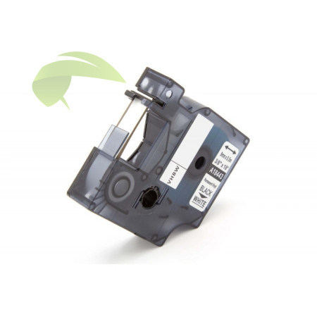 Kompatibilná páska pre Dymo Rhino 18443 / S0718580, 9mm × 5,5m čierna tlač / biely podklad, vinyl