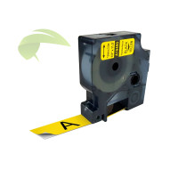 Kompatibilná páska pre Dymo Rhino 18490 / S0718080, 12mm × 3,5m čierna tlač / žltý podklad, pružný nylon