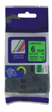 Kompatibilná páska pre Brother TZe-711, 6mm x 8m, čierna tlač / zelený podklad