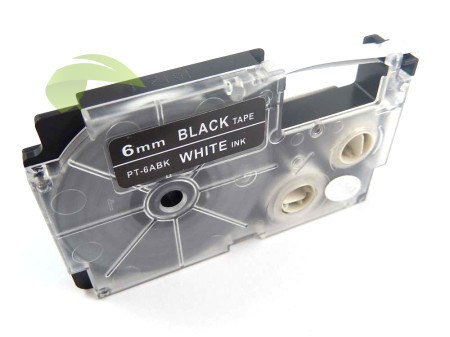 Kompatibilná páska pre Casio XR-6ABK, 6mm x 8m biela tlač / čierny podklad